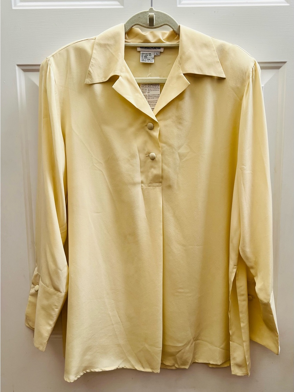 Vintage Regina Porter silk light yellow blouse size L